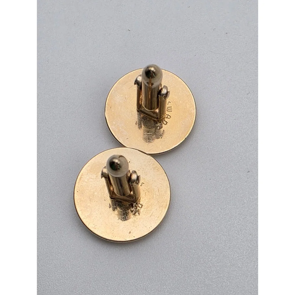 Vtg SWANK Cufflinks Tie Tack Set‎ Leaf Olive Faceted Crystals Gold Tone Textured